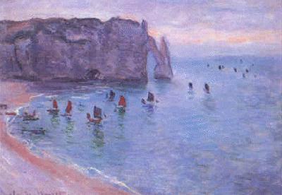 Claude Monet Fishing Boats Leaving Etretat France oil painting art